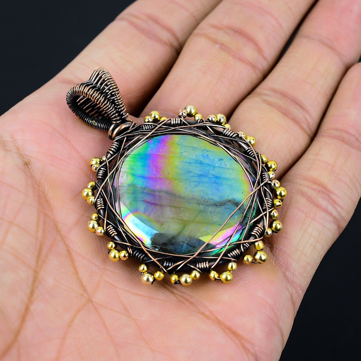Multi-Flash Labradorite Gemstone Pendant