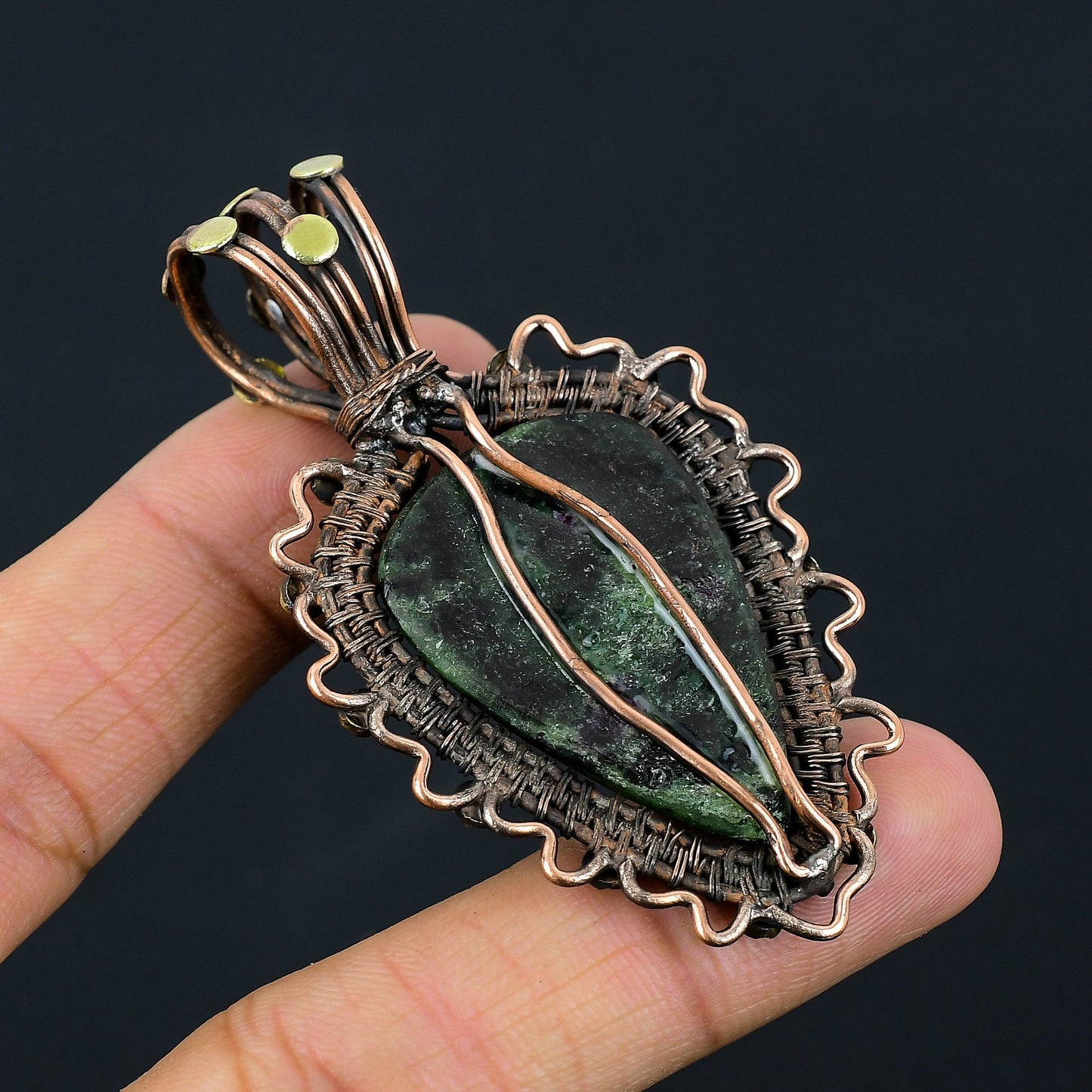 Green Ruby Zoisite Gemstone Pendant