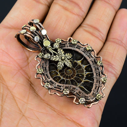 Copper Ammonite Gemstone Pendant