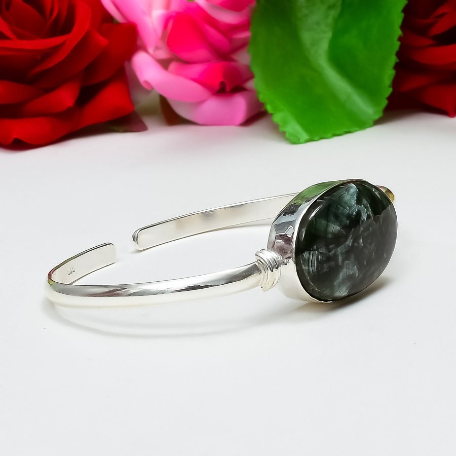 Green Seraphinite Cuff Bangle