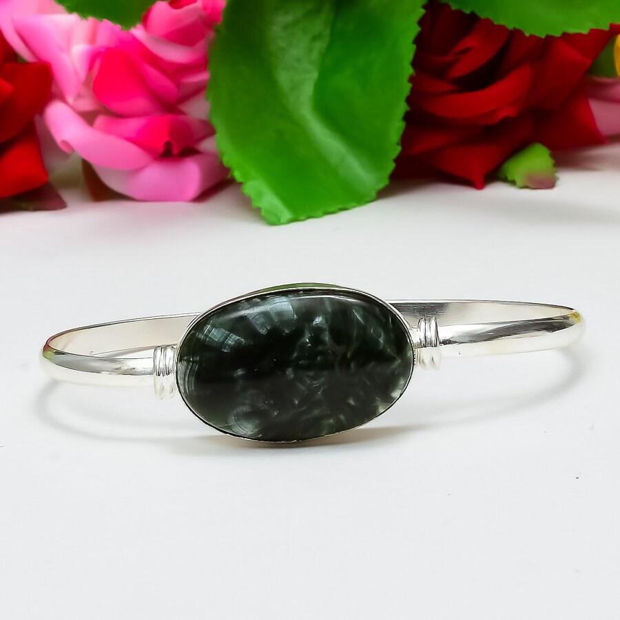 Green Seraphinite Cuff Bangle