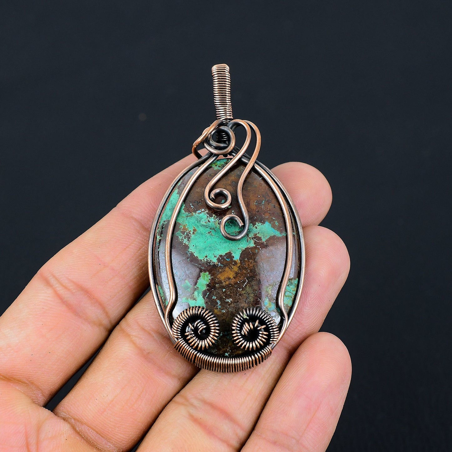 Blue-Green Chrysocolla Gemstone Pendant