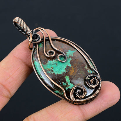 Blue-Green Chrysocolla Gemstone Pendant