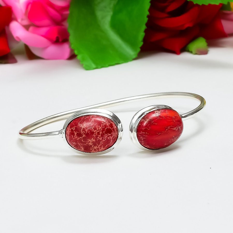 Beige Sea Sediment Jasper Cuff Bangle