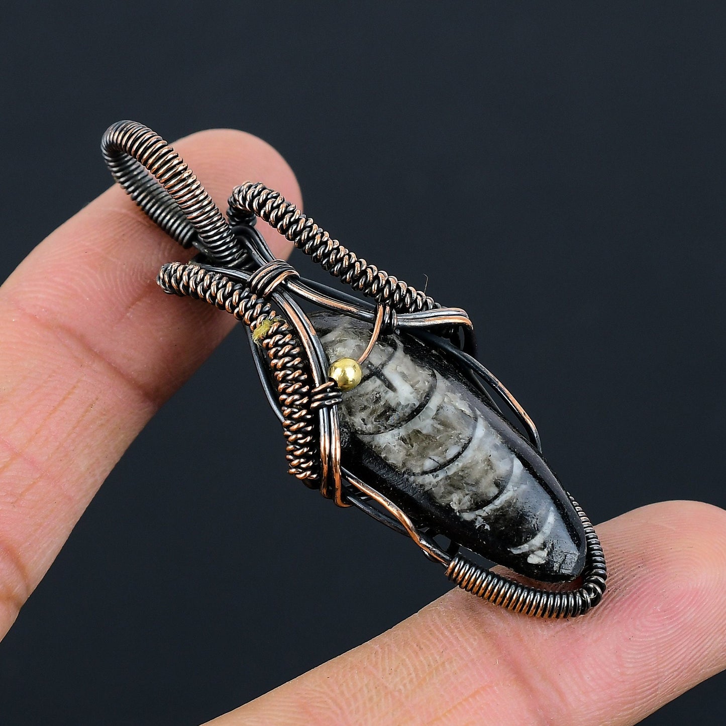 Copper Orthoceras Gemstone Pendant