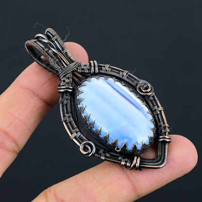 Blue Owyhee Opal Gemstone Pendant