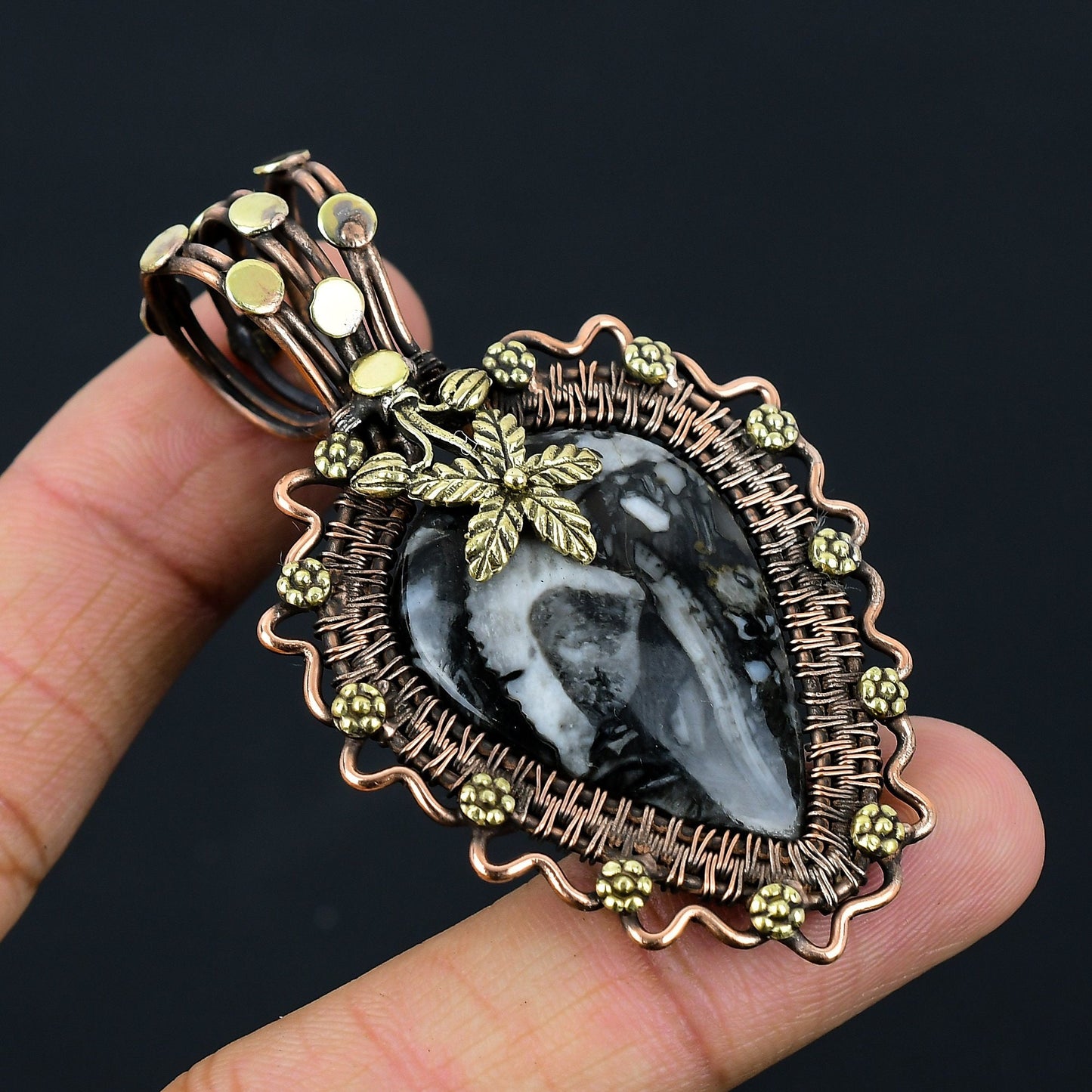Copper Orthoceras Gemstone Pendant