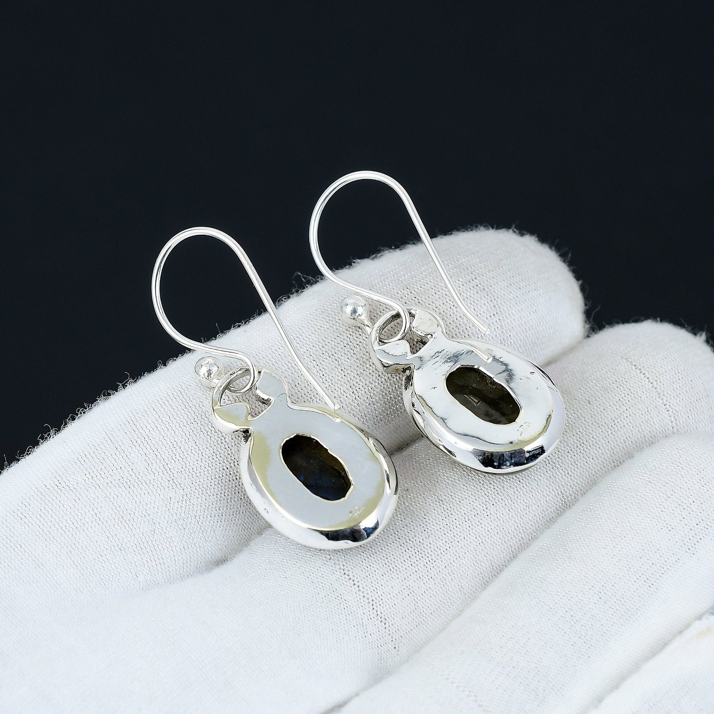 Blue Fire Labradorite Sterling Silver Earrings