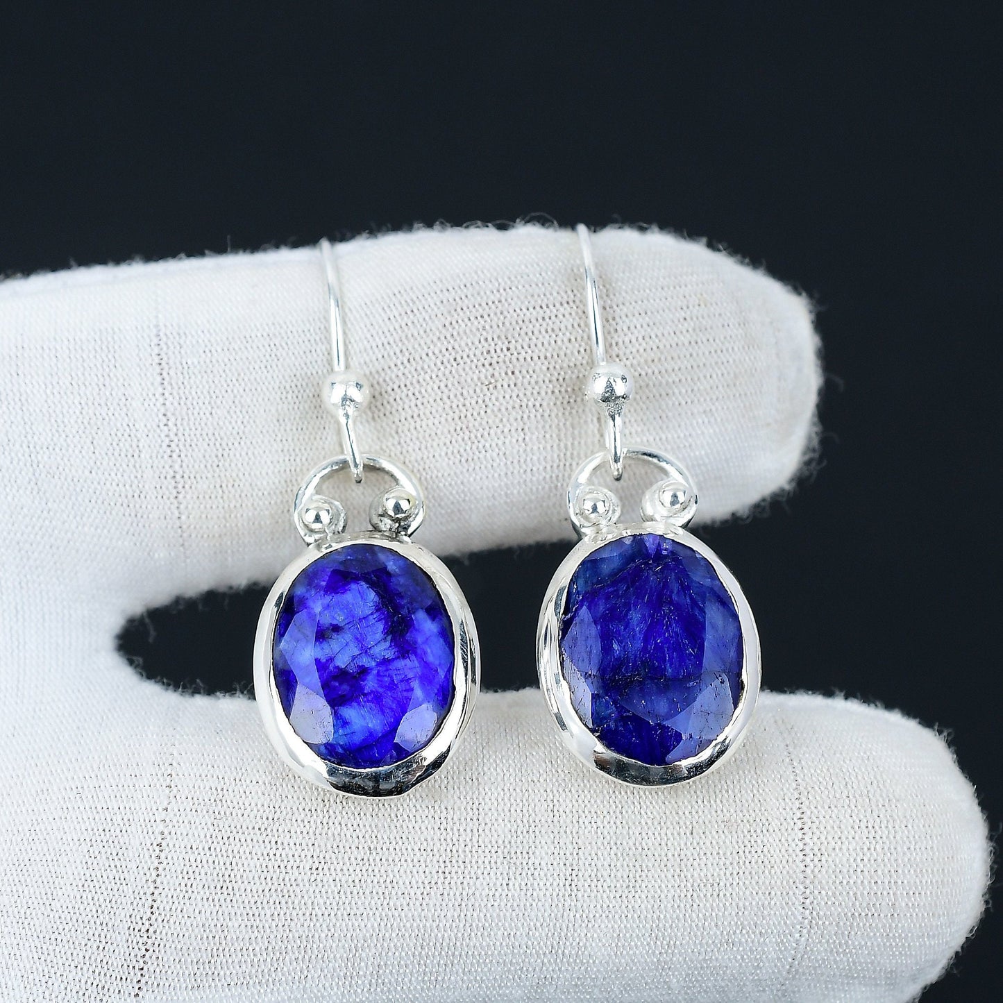 Blue Sapphire Gemstone Earrings
