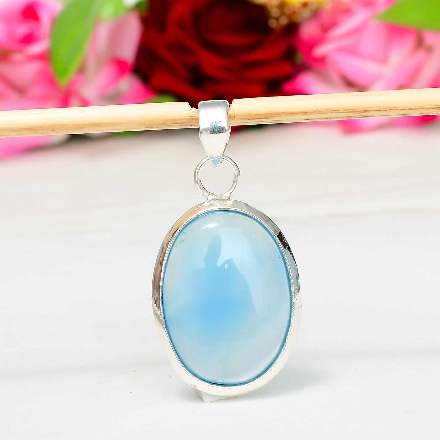 Blue Chalcedony Gemstone Pendant