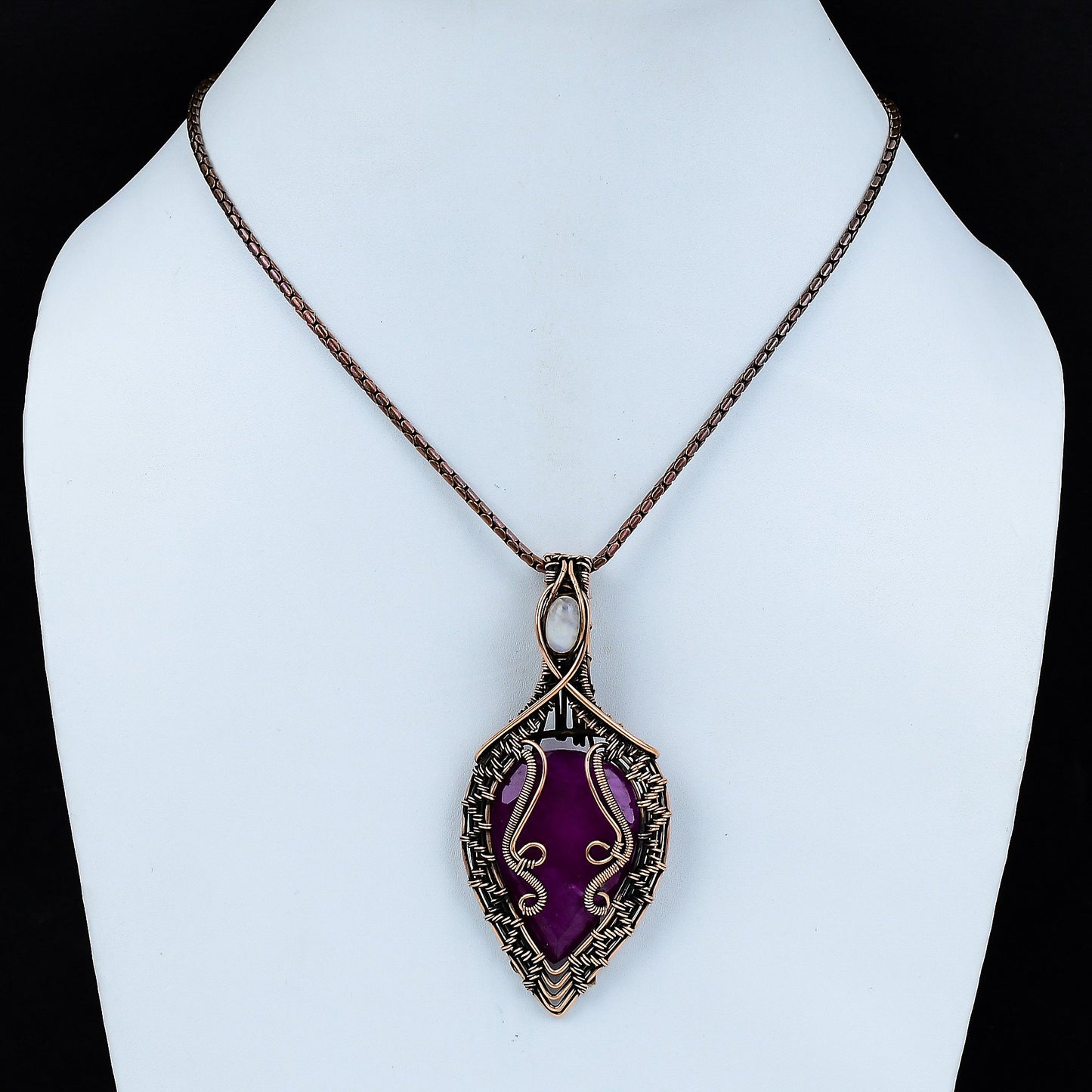 Red Ruby & White Moonstone Gemstone Pendant