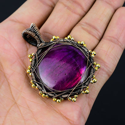 Pink Flash Labradorite Gemstone Pendant