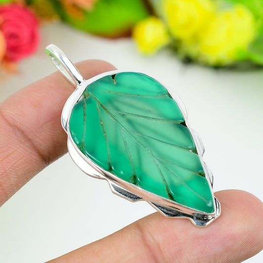 Blue Chalcedony Carved Pendant