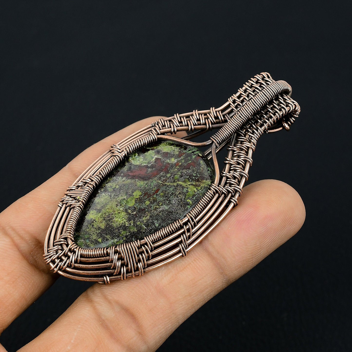 Red-Green Dragon Bloodstone Gemstone Pendant