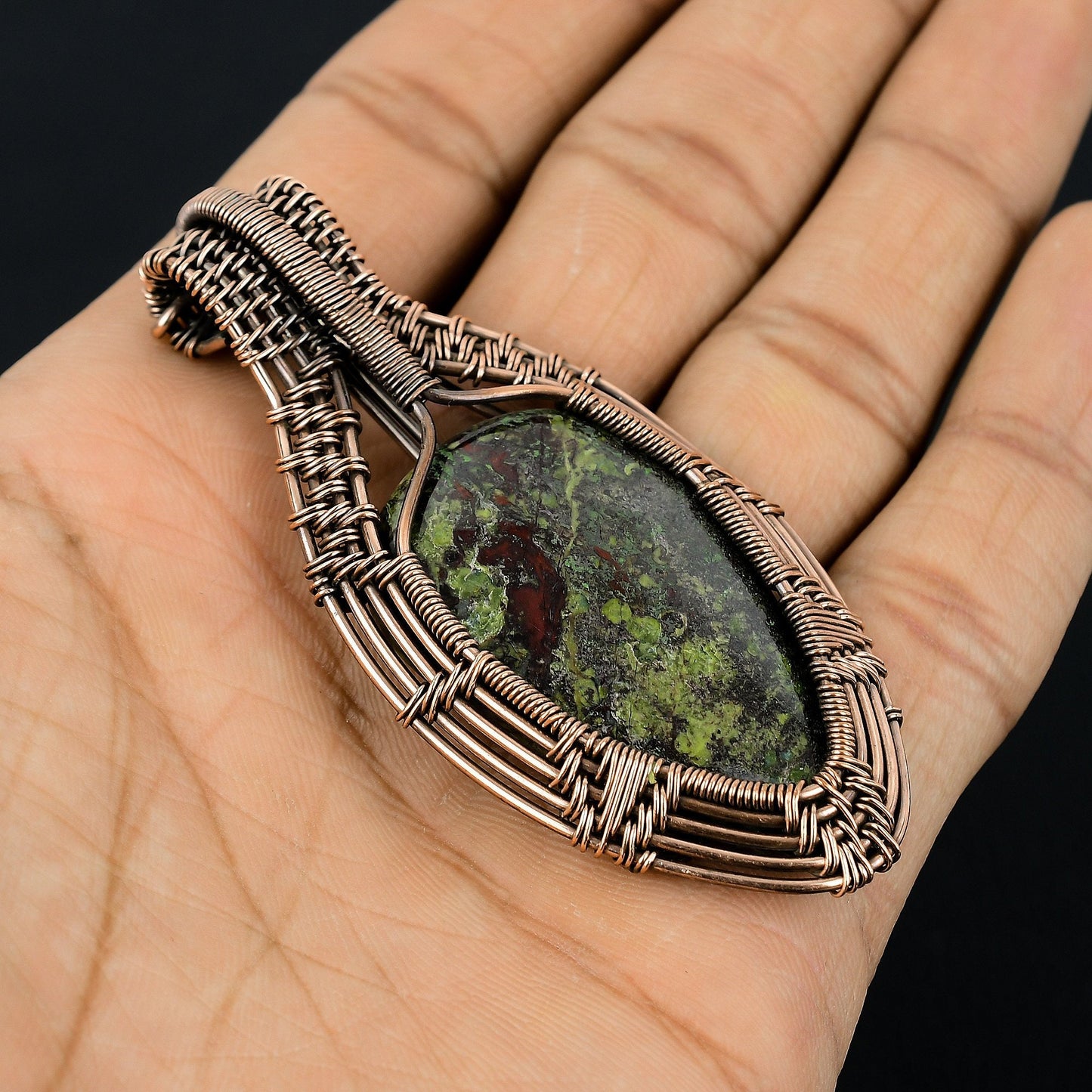 Red-Green Dragon Bloodstone Gemstone Pendant