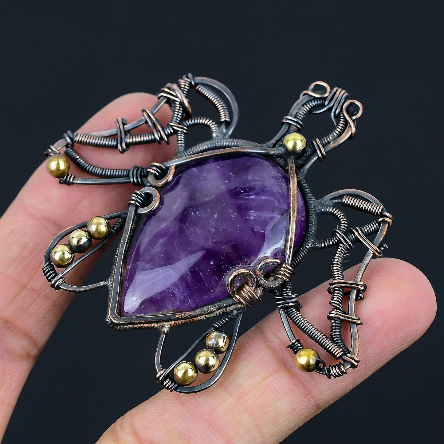 Purple Amethyst Gemstone Turtle Pendant