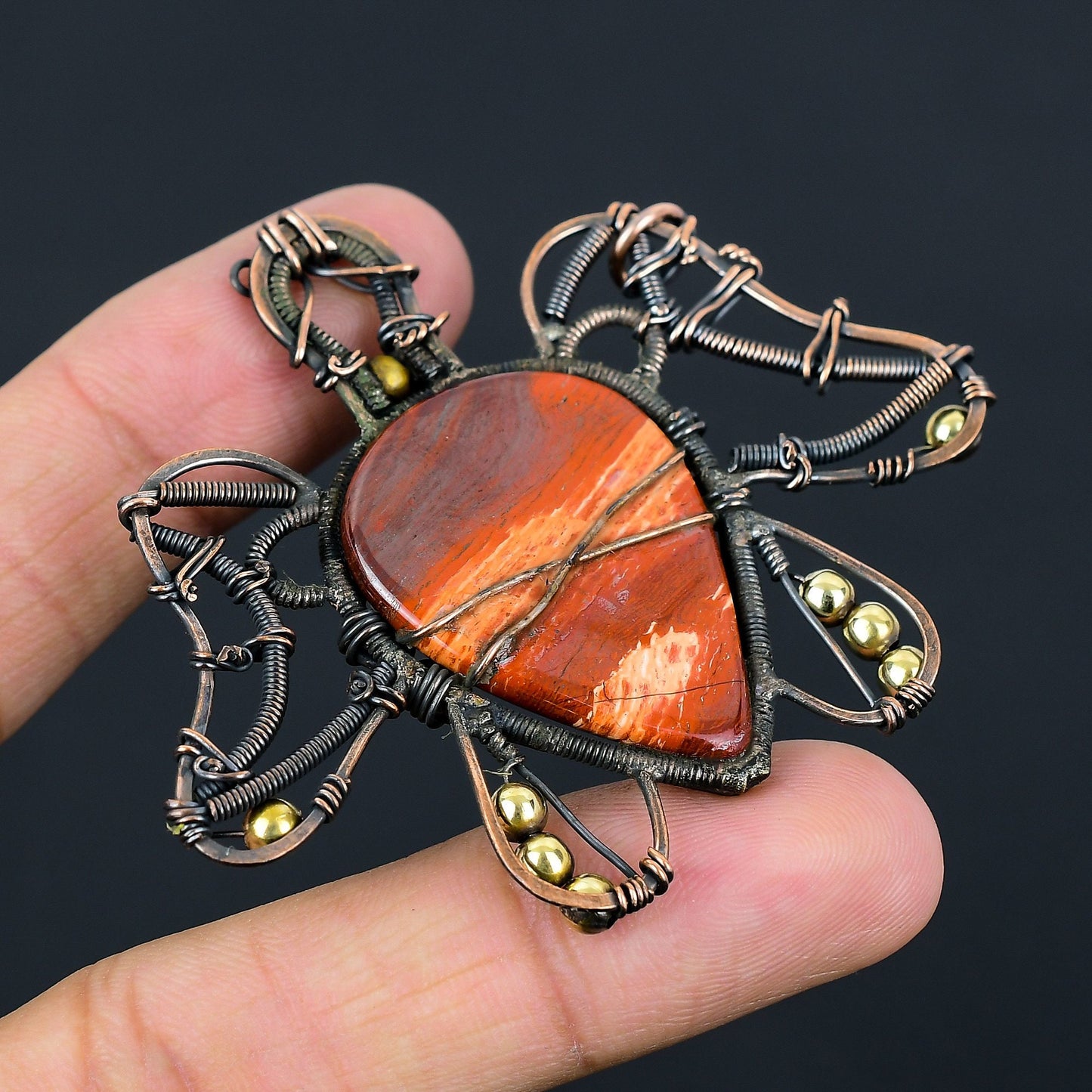 Red Jasper Gemstone Turtle Pendant