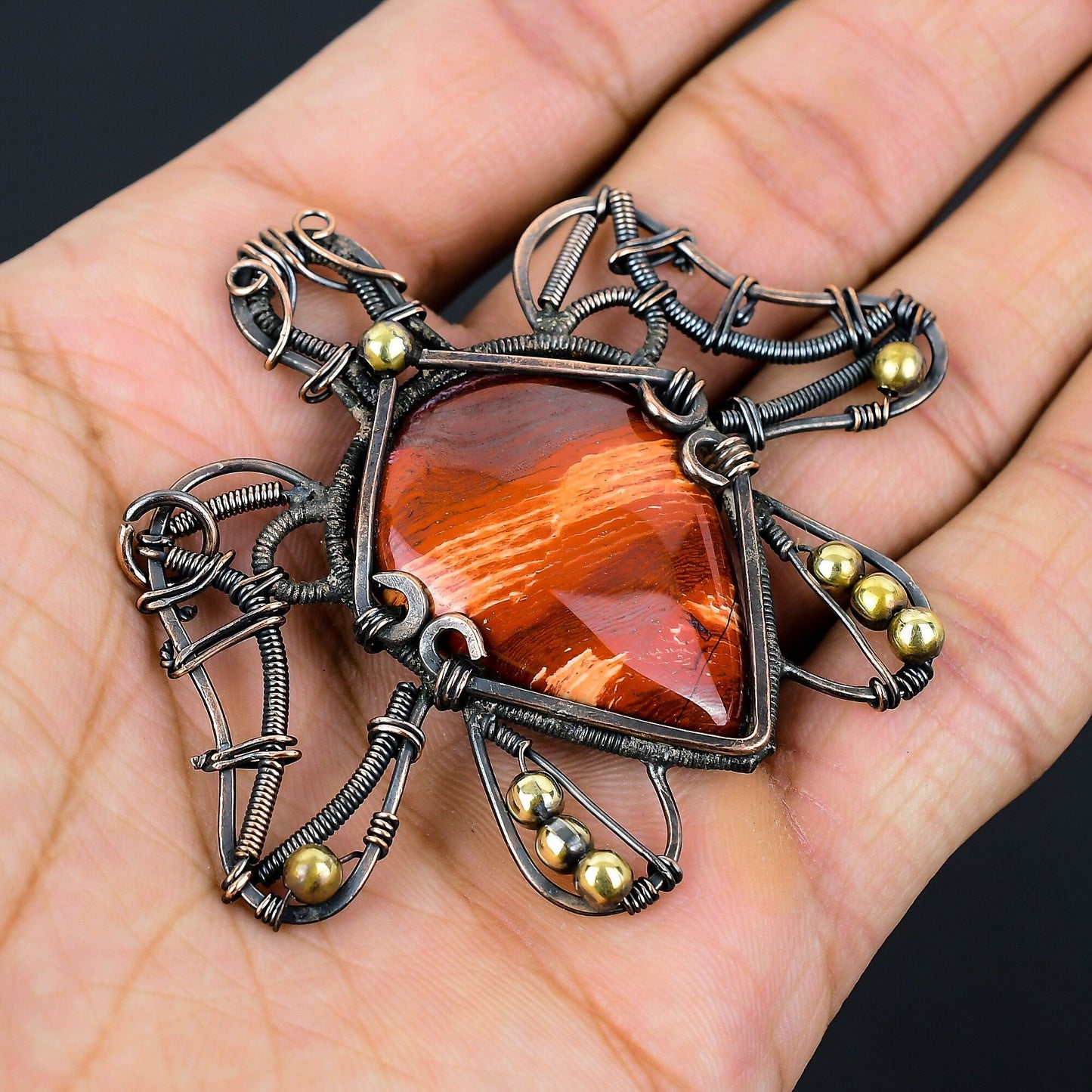 Red Jasper Gemstone Turtle Pendant