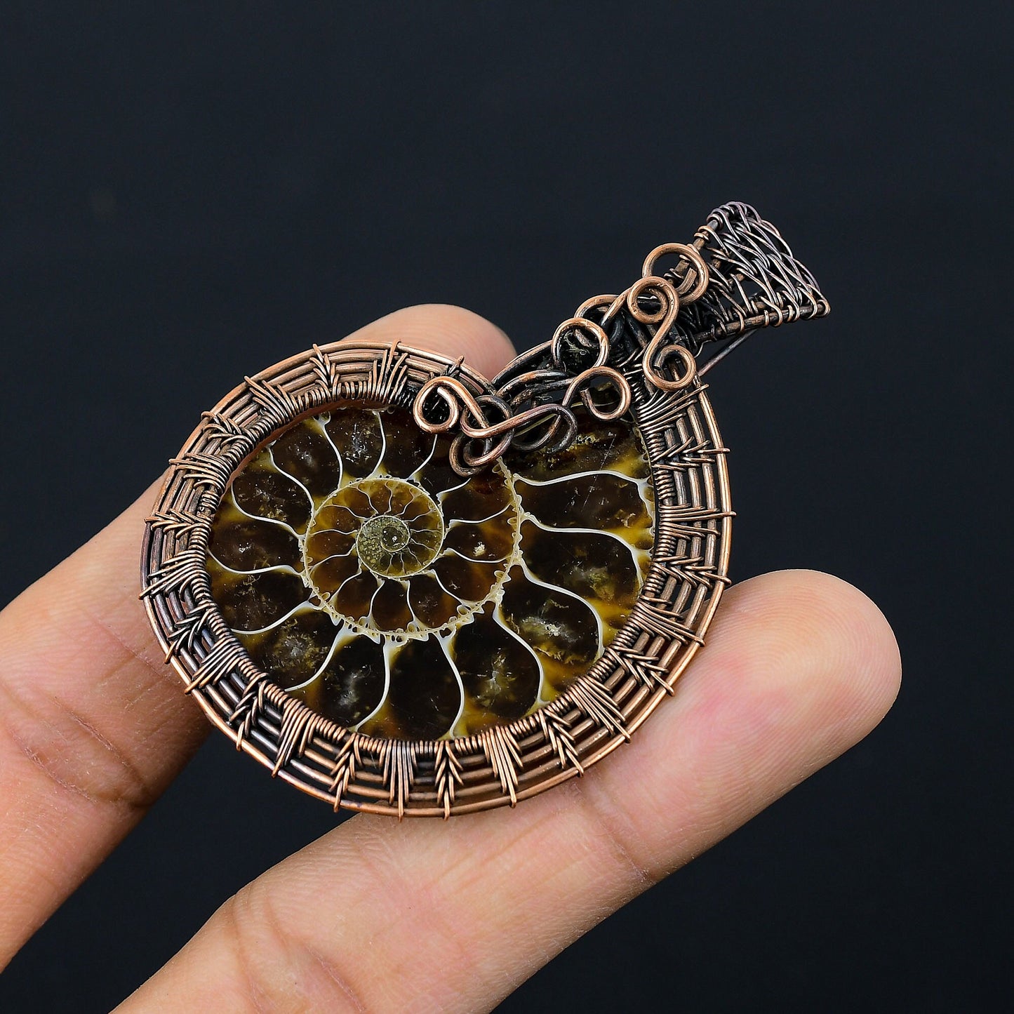 Brown Ammonite Gemstone Pendant