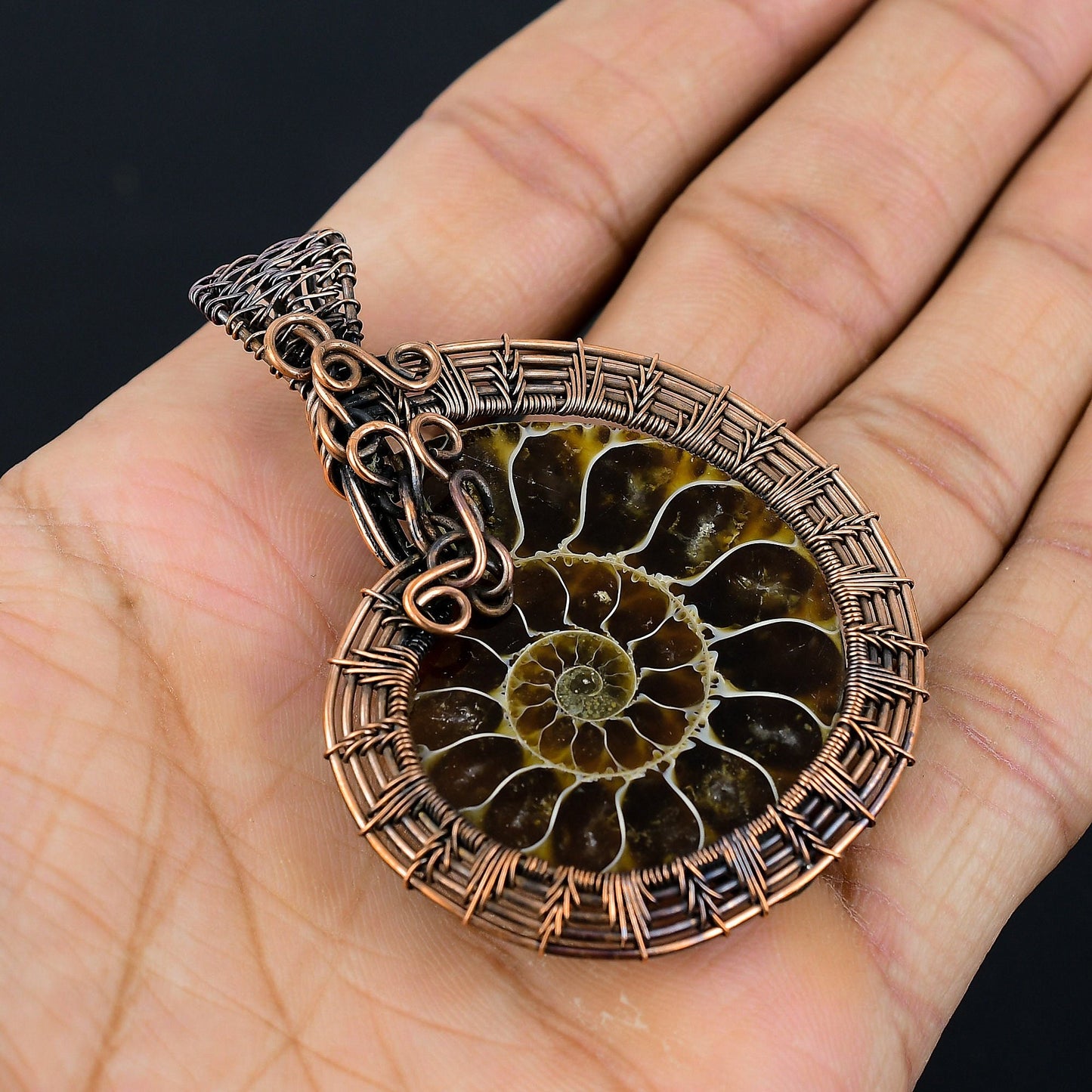 Brown Ammonite Gemstone Pendant