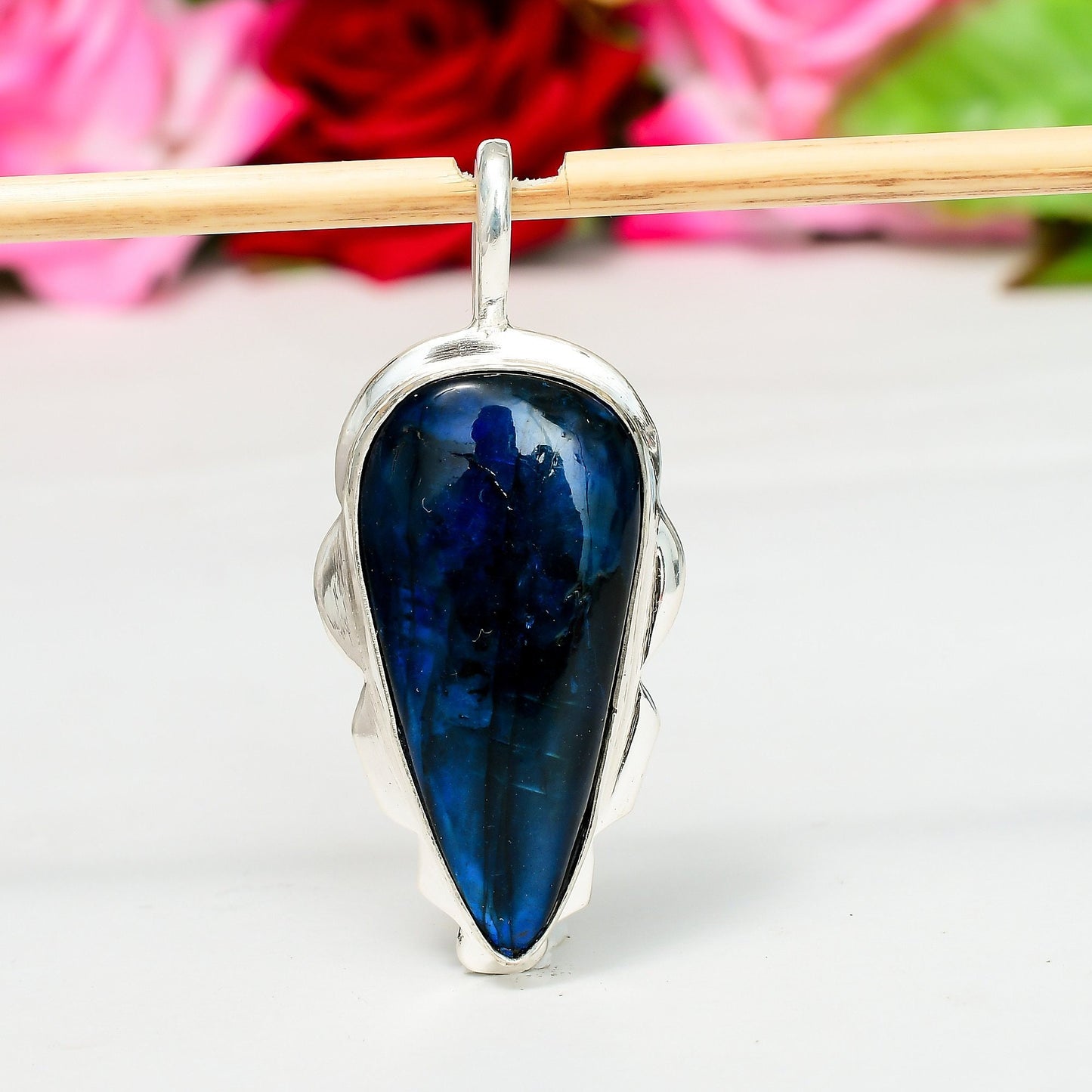 Blue Flash Labradorite Sterling Silver Pendant