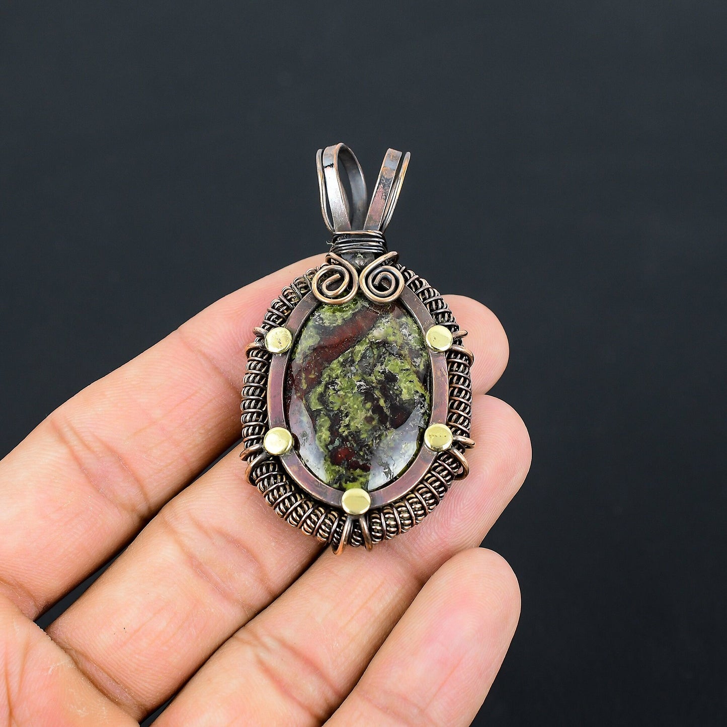 Green Bloodstone Gemstone Pendant