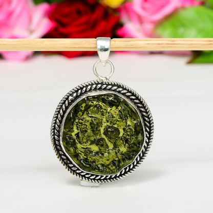 Green Moldavite Gemstone Pendant
