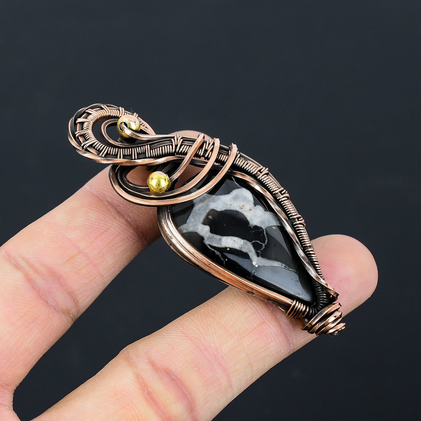 Copper Orthoceras Gemstone Pendant