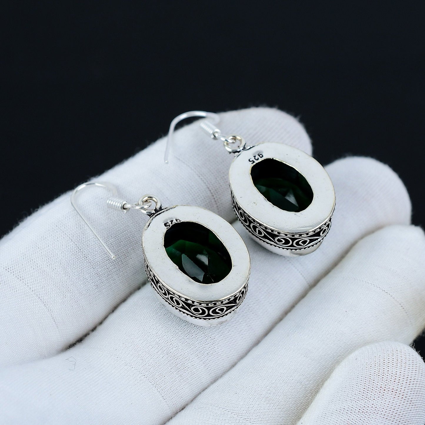 Green Tourmaline Gemstone Sterling Silver Earrings