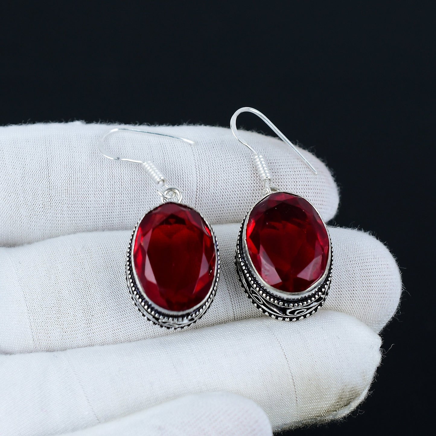 Red Garnet Gemstone Earrings