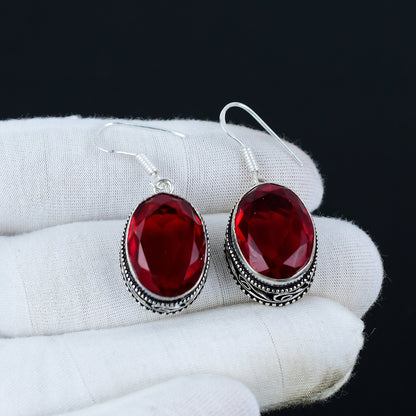 Red Garnet Gemstone Earrings