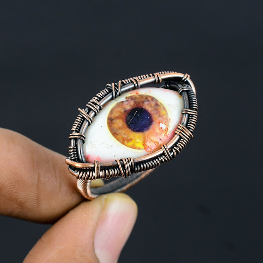 Blue Eye Gemstone Copper Ring