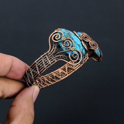 Turquoise Gemstone Wire Cuff Bracelet