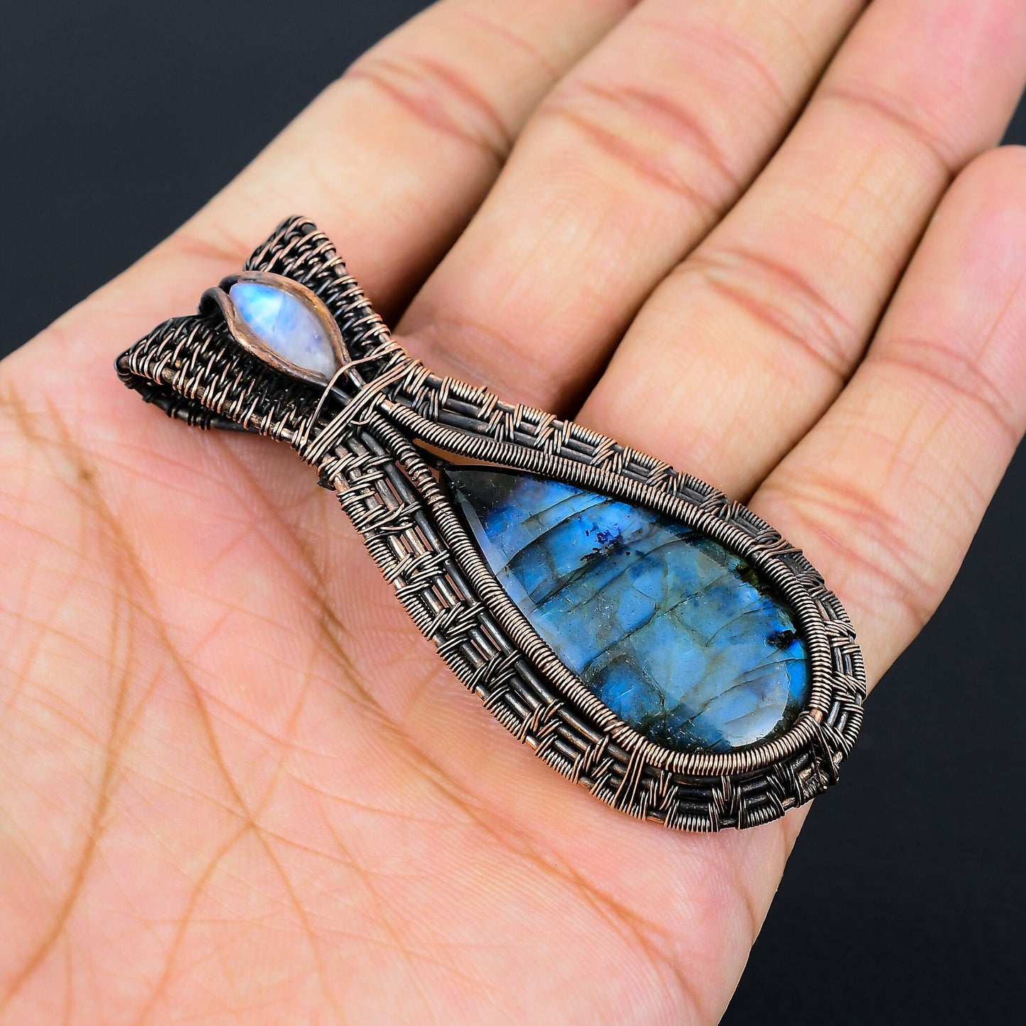Blue Fire Labradorite Gemstone Pendant