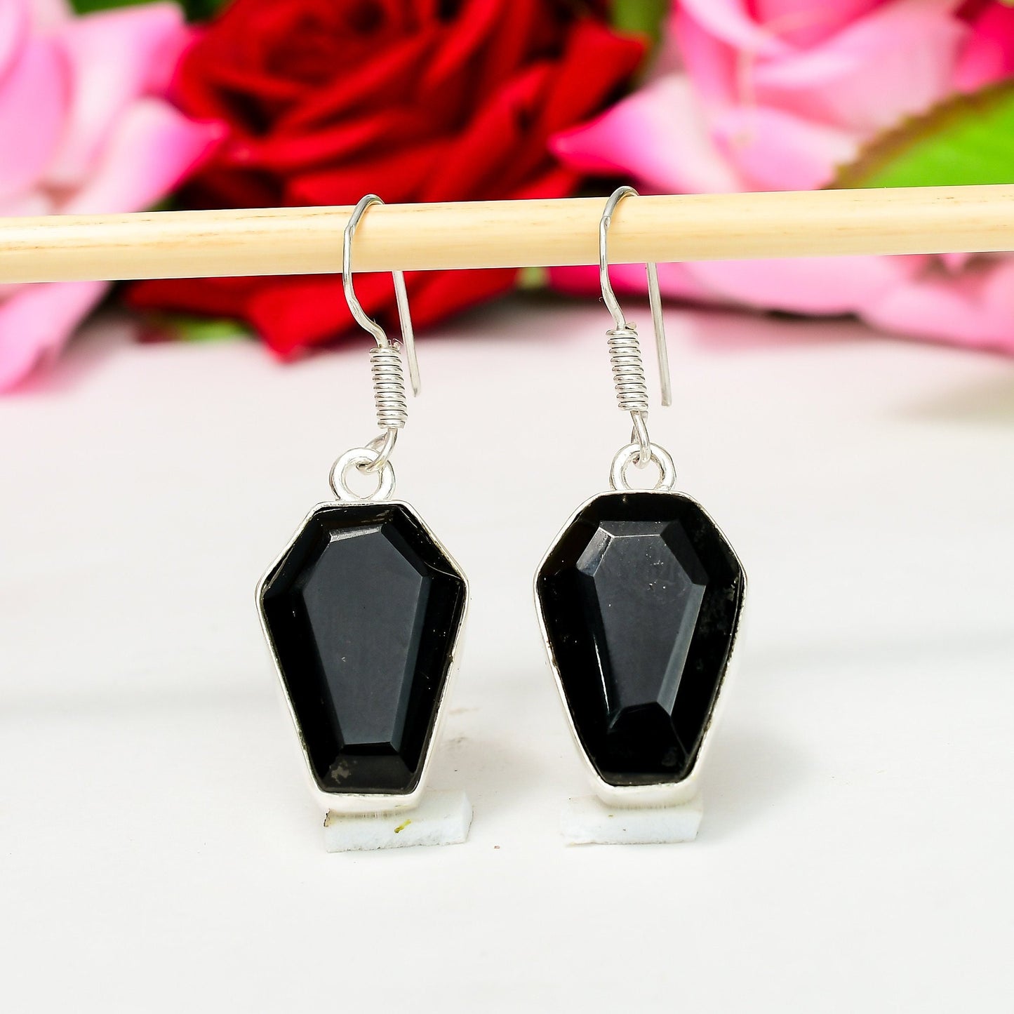 Black Spinel Sterling Silver Earrings