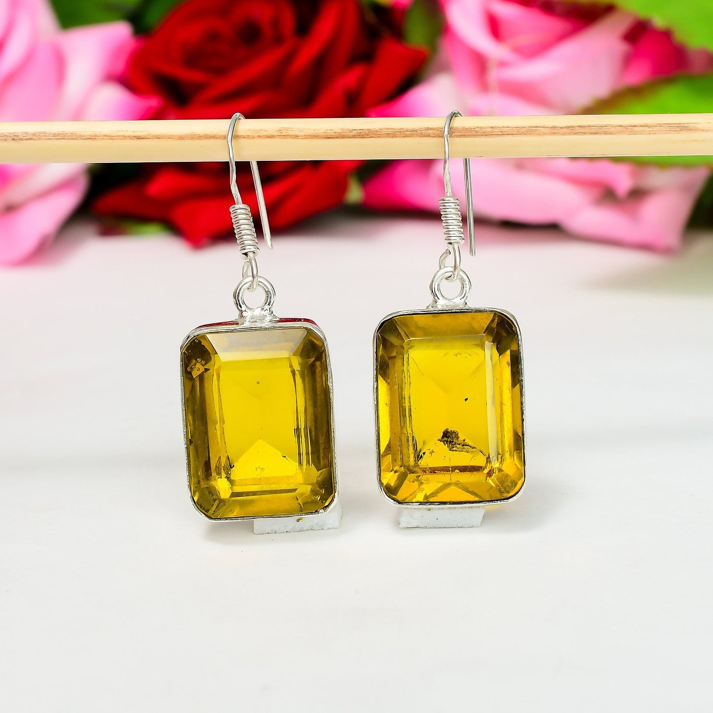 Sterling Silver Yellow Citrine Earrings