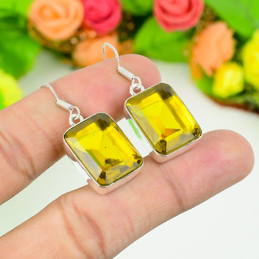 Sterling Silver Yellow Citrine Earrings