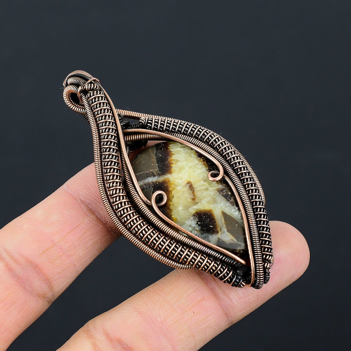 Brown & Yellow Septarian Gemstone Pendant