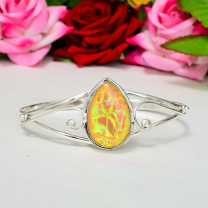 Orange Triplet Opal Cuff Bangle