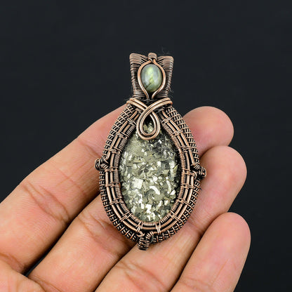 Gold Pyrite and Labradorite Gemstone Pendant