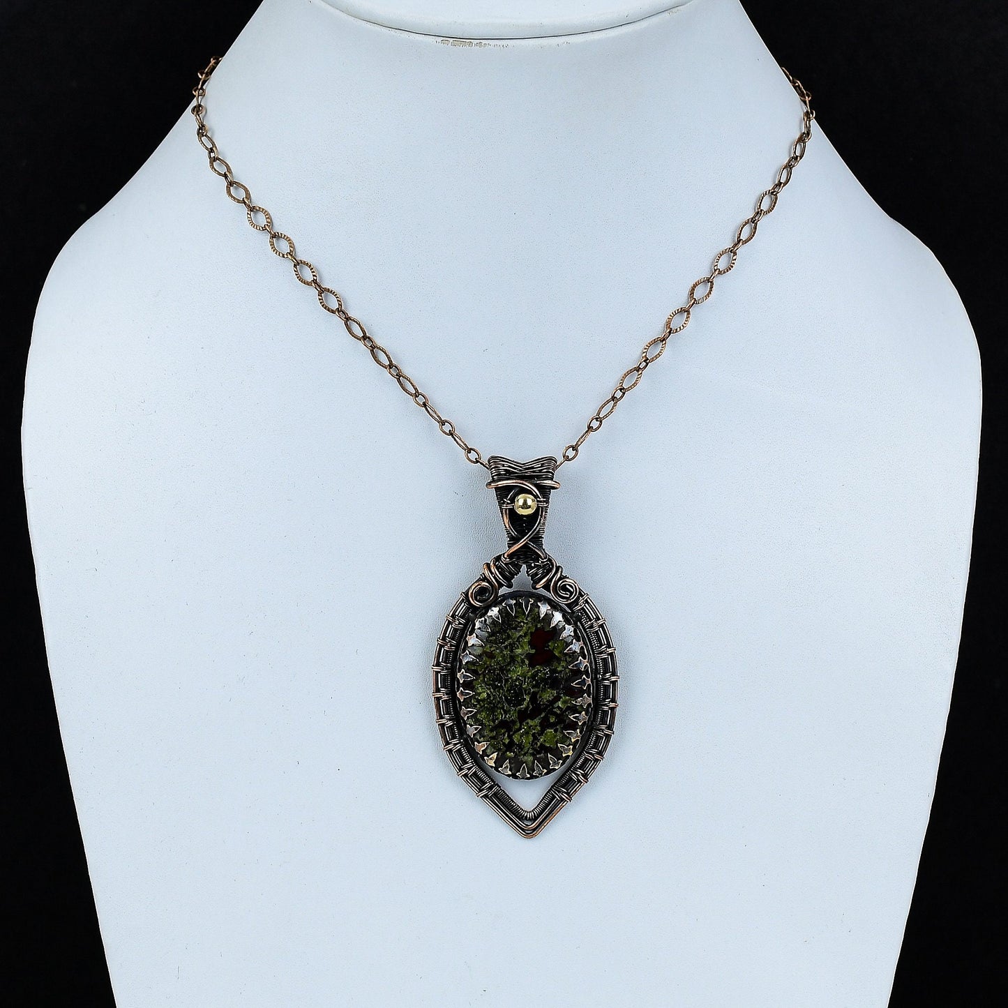 Red & Green Dragon Blood Jasper Gemstone Pendant