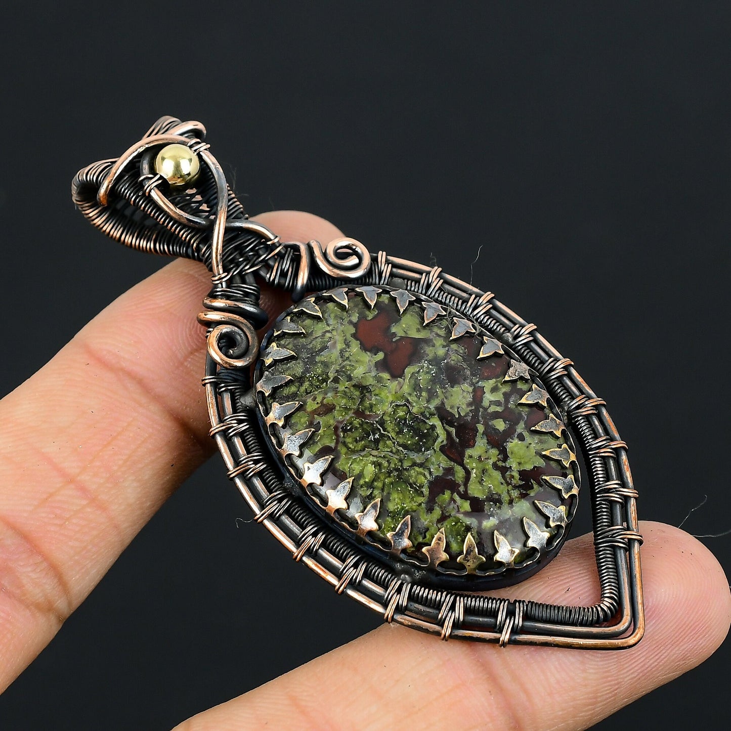 Red & Green Dragon Blood Jasper Gemstone Pendant
