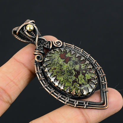 Red & Green Dragon Blood Jasper Gemstone Pendant
