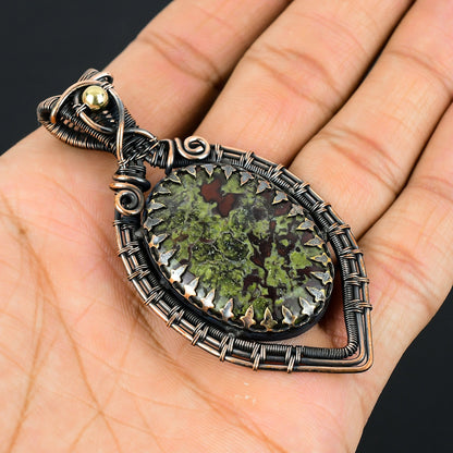 Red & Green Dragon Blood Jasper Gemstone Pendant