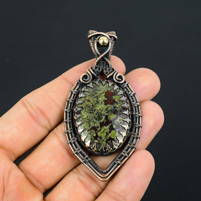 Red & Green Dragon Blood Jasper Gemstone Pendant