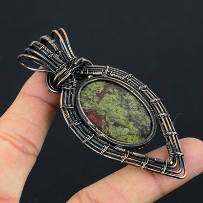 Green Red Dragon Bloodstone Gemstone Pendant