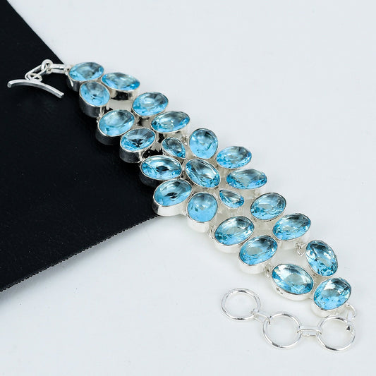 Blue Aquamarine Gemstone Bracelet