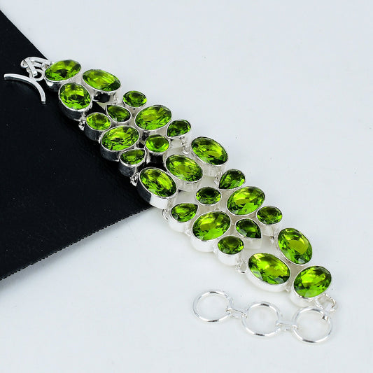 Green Peridot Gemstone Bracelet
