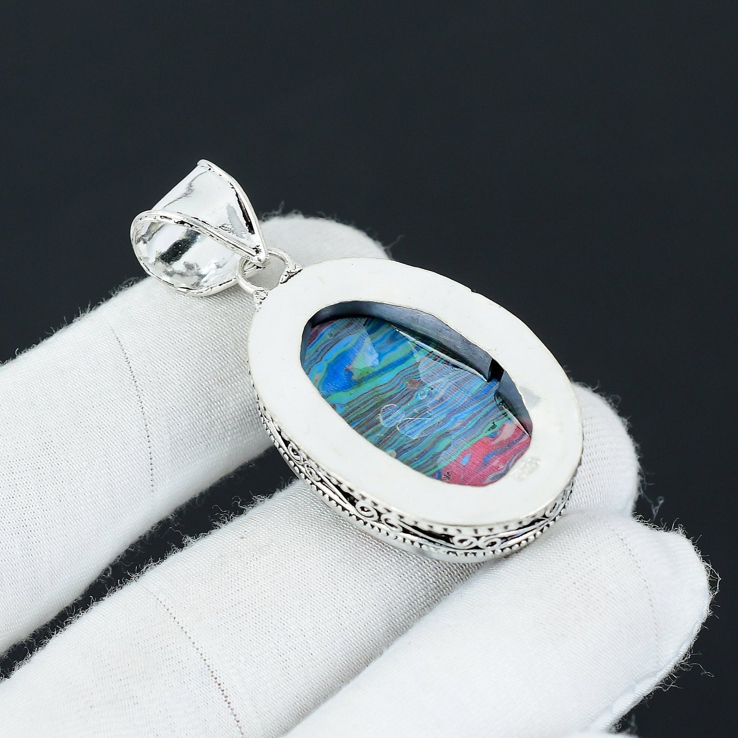 Rainbow Calsilica Gemstone Pendant