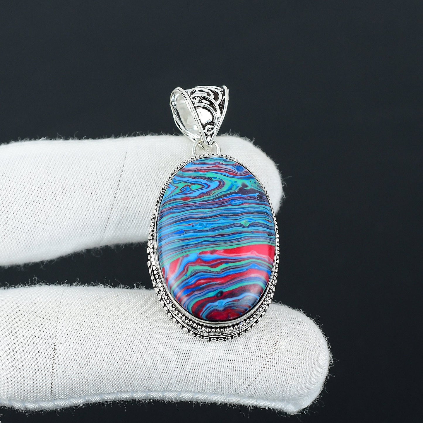 Rainbow Calsilica Gemstone Pendant